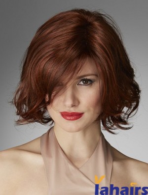 Chin Length Curly Layered Red Perfect 100% Hand-tied Wigs