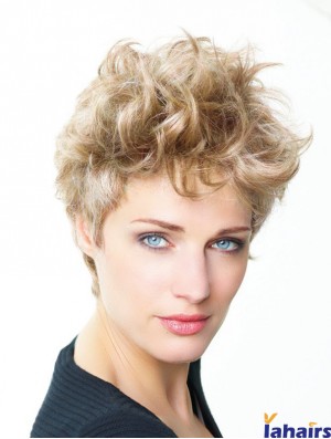 Curly Boycuts Short Blonde Trendy Lace Front Wigs