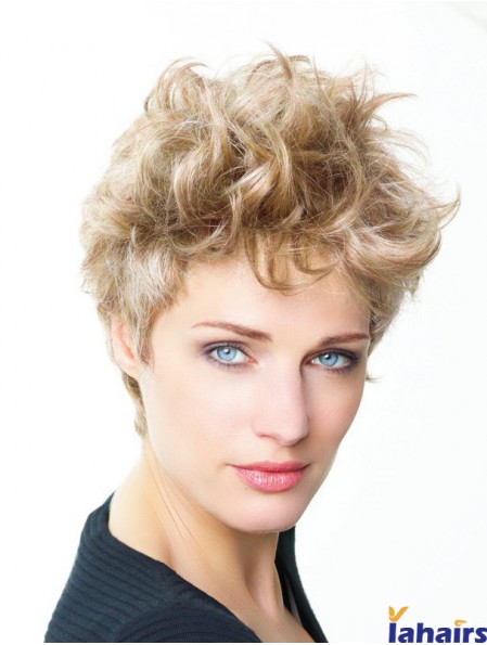 Curly Boycuts Short Blonde Trendy Lace Front Wigs