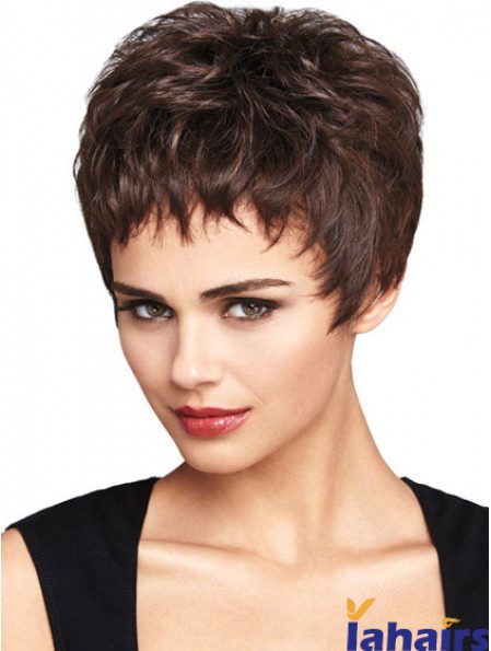 Natural Auburn Cropped Wavy Boycuts Lace Front Wigs