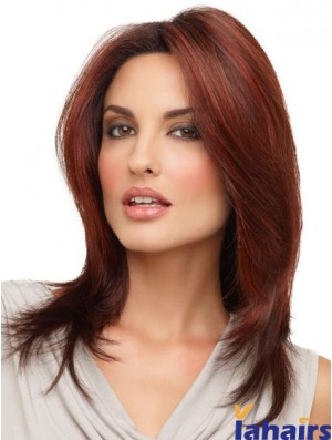 Straight Without Bangs Shoulder Length Red Cheap Lace Front Wigs