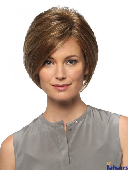 Straight Chin Length Blonde 8 inch Lace Front Modern Bob Wigs