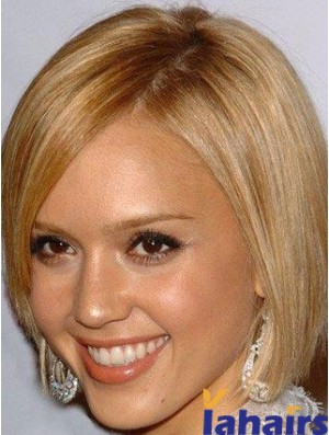 Straight 100% Hand-tied Bobs Chin Length Blonde Online  Wigs