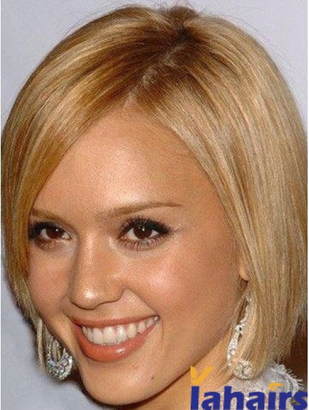 Straight 100% Hand-tied Bobs Chin Length Blonde Online  Wigs