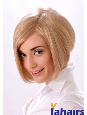 Chin Length Straight Monofilament Blonde Style Bob Wigs