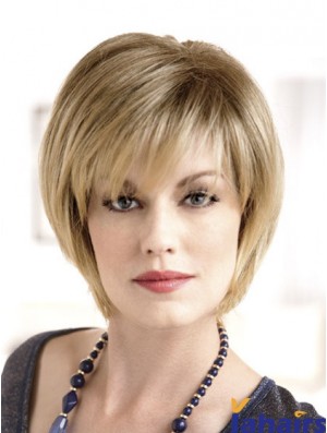 8 inch Sleek Blonde Bobs Monofilament Wigs