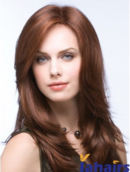 Affordable Monofilament Wigs UK Straight Style Layered Cut Auburn Color