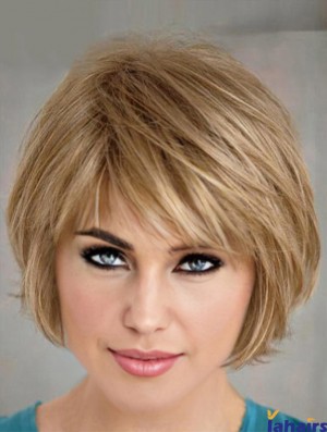 Short Layered Bob Blonde Wigs Straight Style