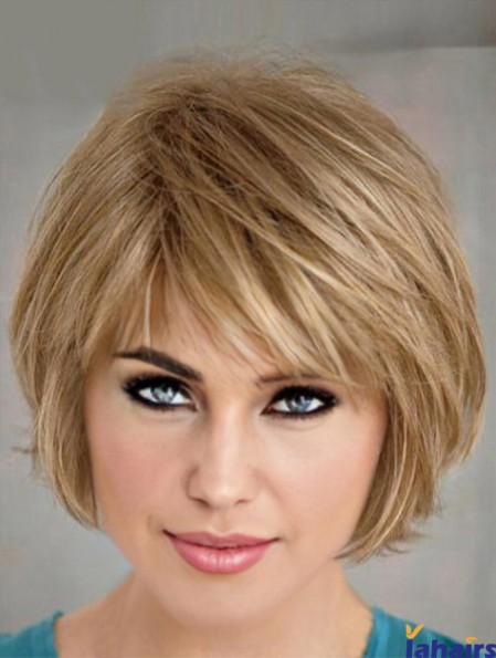 Short Layered Bob Blonde Wigs Straight Style