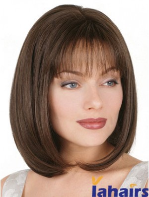 Straight Bob Wig Chin Length Brown Color Bobs Cut With Capless