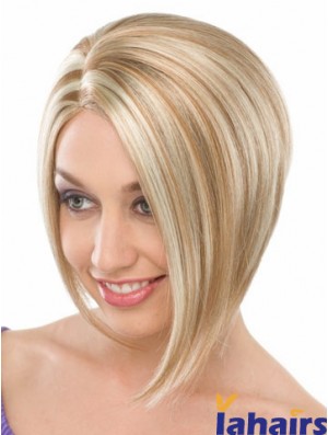 Capless Chin Length Straight Blonde Fashionable Bob Wigs