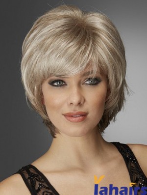 Wavy Chin Length Blonde 10 inch Monofilament Exquisite Bob Wigs