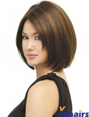 Capless Chin Length Straight Brown Beautiful Bob Wigs