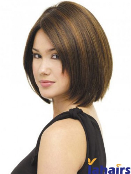 Capless Chin Length Straight Brown Beautiful Bob Wigs