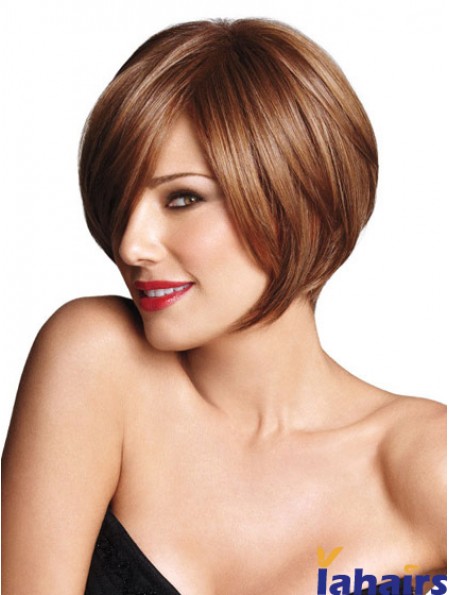 Capless Short Straight Brown Trendy Bob Wigs