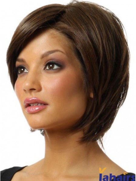 Capless Chin Length Straight Brown New Bob Wigs