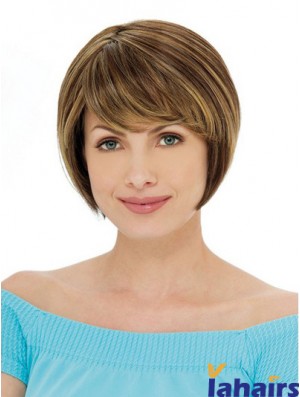 Capless Short Straight Auburn Ideal Bob Wigs