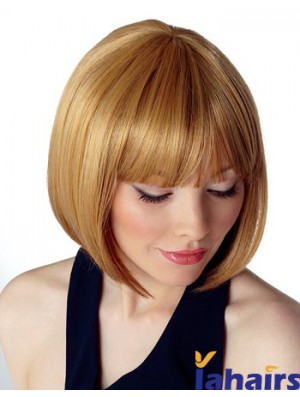 Capless Chin Length Straight Blonde Durable Bob Wigs