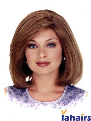 Straight Shoulder Length Auburn 12 inch 100% Hand-tied Ideal Bob Wigs