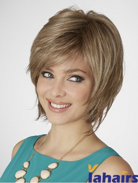 Straight Chin Length Blonde 10 inch Capless Durable Bob Wigs