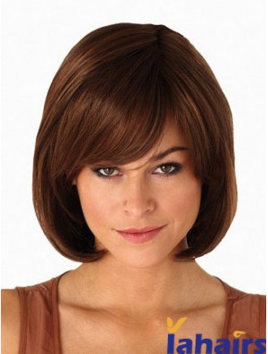 Capless Chin Length Straight Auburn Modern Bob Wigs