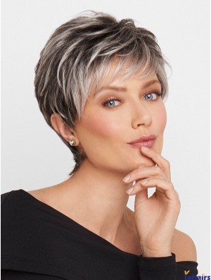 Monofilament Top Grey Wigs For Women