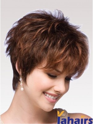 Auburn Wig Boycuts Auburn Color Short Length Wavy Style