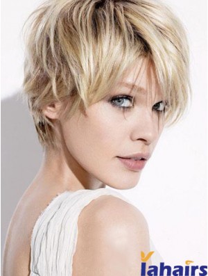 Short Blonde Wigs With Capless Straight Style Boycuts