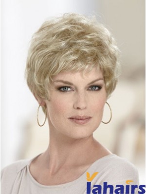 Boycuts Wavy Blonde Capless Discount Short Wigs