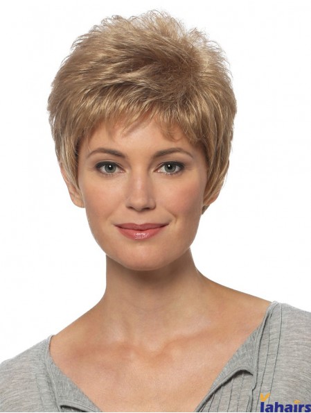 Short Hair Wigs Blonde Color Cropped Length Straight Style