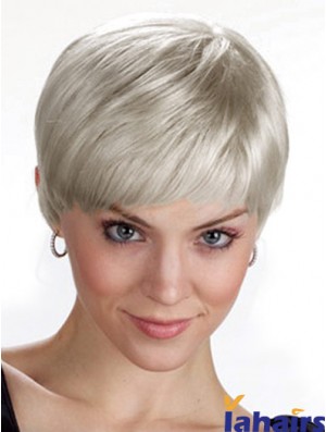 Ladies Grey Wigs UK With Capless Grey Cut Chin Length