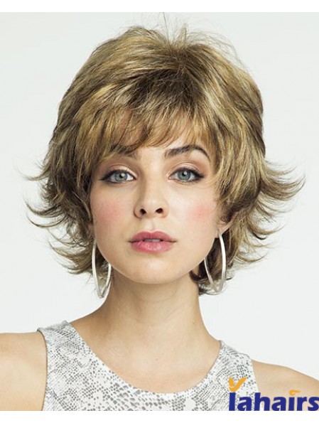 8 inch Affordable Curly Layered Blonde Short Wigs