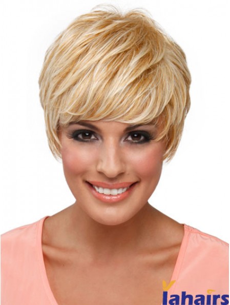 Boycuts Straight Blonde Capless Top Short Wigs