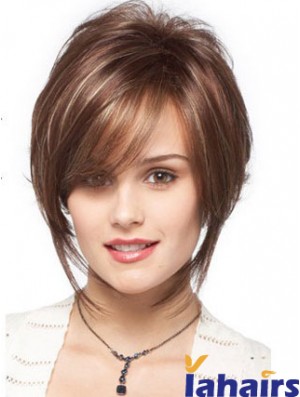 Bobs Wavy Brown Capless Designed Short Wigs