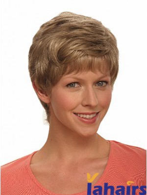 Boycuts Wavy Brown Capless Incredible Short Wigs