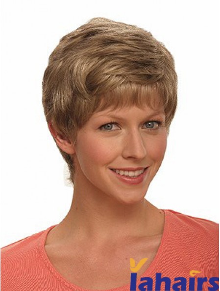 Boycuts Wavy Brown Capless Incredible Short Wigs