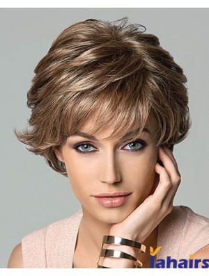 9.5 inch Amazing Wavy Layered Brown Short Wigs