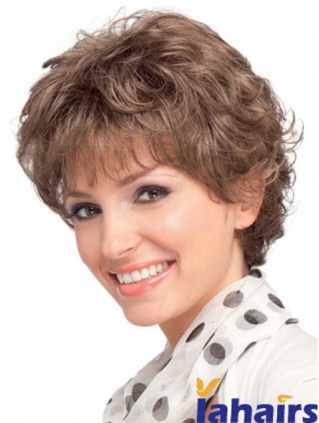 Modern Auburn Short Wavy Layered Human Hair Wigs