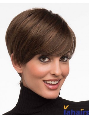 6 inch Fashion Straight Layered Brown Short Wigs