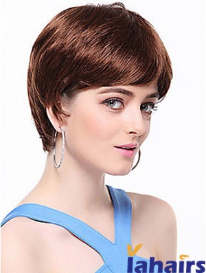 Boycuts Straight Auburn Capless Top Short Wigs