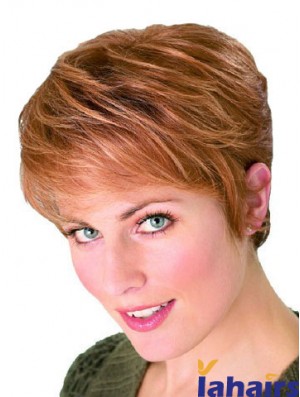 Straight Boycuts Cropped Perfect Auburn Synthetic Wigs