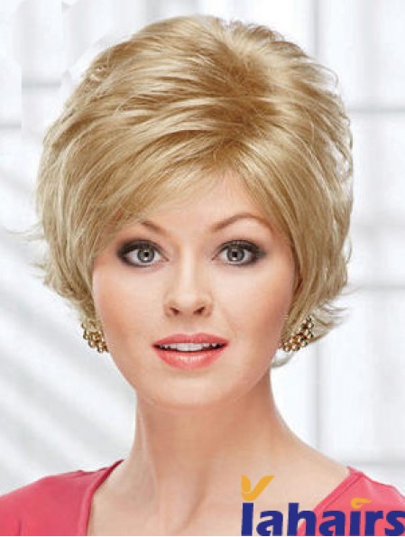 8 inch Beautiful Wavy Layered Blonde Short Wigs