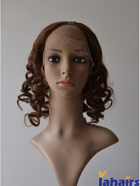 12 inch Lace Front Curly Brown Convenient U Part Wigs