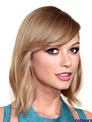 Capless With Bangs Straight Shoulder Length Blonde Affordable  Wigs