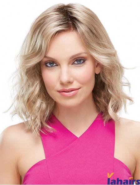 Front Lace Wigs UK Shoulder Length Blonde Color Layered Cut