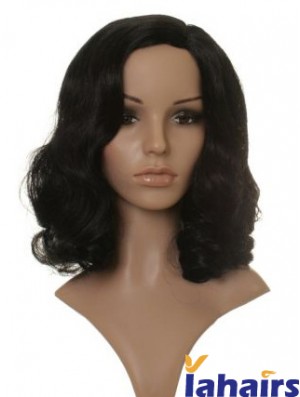 Style Black Shoulder Length Wavy 14 inch Without Bangs Celebrity Wigs