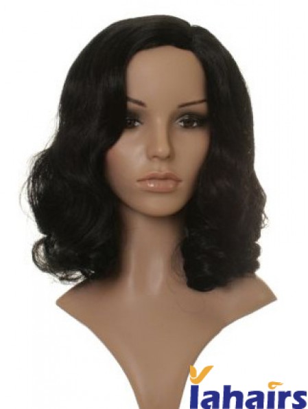 Style Black Shoulder Length Wavy 14 inch Without Bangs Celebrity Wigs