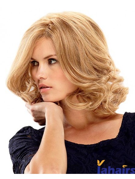 Shoulder Length Bobs 14 inch Curly Blonde Medium Wigs