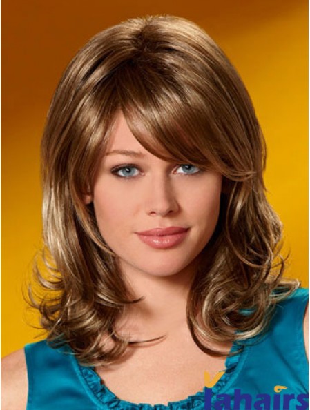 Incredible Wavy Auburn Shoulder Length Layered Medium Wigs