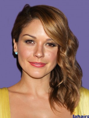 Cheapest Brown Shoulder Length Wavy 14 inch With Bangs Sophia Bush Wigs